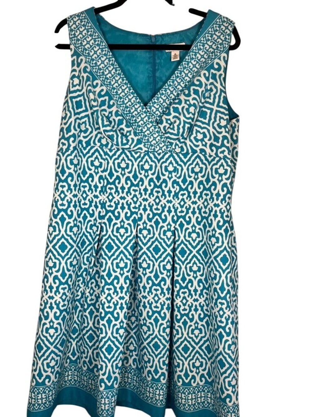 Colorful Tank Dress Blue 18 Tropical Resort Preppy Summer Textured Classic Chic